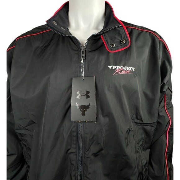 Under Armour Mens XL Windbreaker Jacket Project Rock Warm-Up 1389931 Black New - Picture 1 of 7